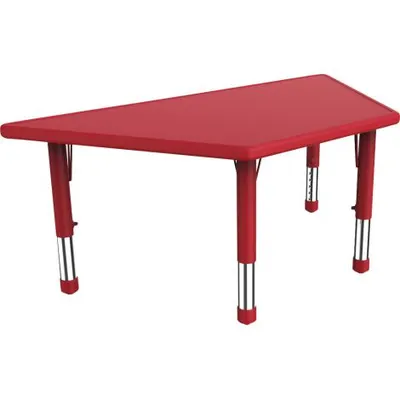 Masa trapezoidala reglabila din plastic pentru gradinita, 40-60 cm, rosu
