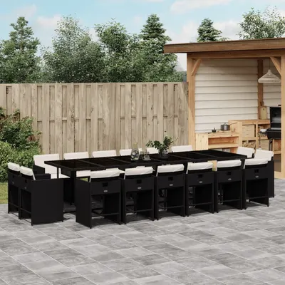 Gossi set mobilier de gradina cu perne, 17 piese, negru, poliratan