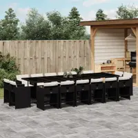 Gossi set mobilier de gradina cu perne, 17 piese, negru, poliratan