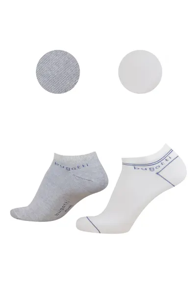 Sosete Scurte Barbati Set 2 Perechi Alb / Albastru din Bumbac - 61131 - Alb/Albastru