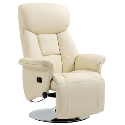 HOMCOM Fotoliu de relaxare reclinabil și pivotant, cu picioare reglabile, capacitate 150 kg, ideal pentru salon sau dormitor, crem | Aosom Romania