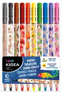 Set de creioane colorate Kidea - Jumbo Culori, 10 Ghiozdan școlar