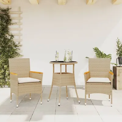 Gossi set mobilier de gradina cu perne 3 piese bej poliratan & sticla