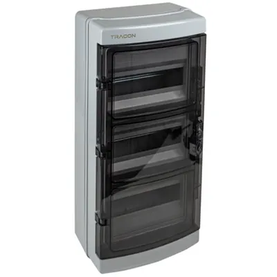 Cutie de distributie PT, cu usa transparenta, bareta N/PE 3×12 mod, H×W×D=595,3×299,75×147mm, IP65,1000 VAC, 1500 VDC
