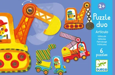Puzzle educativ Djeco Duo cu 12 piese - Utilaje pentru constructii