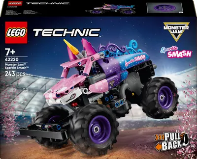 Constructor LEGO Technic Monster Jam - Sparkle Smash, cu tragere înapoi (42220)