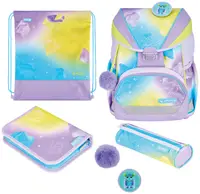 Set școlar Herlitz UltraLight XL Plus - Little Monster, ghiozdan, două penare și un săculeț