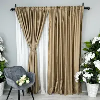 Set 2 Draperii Soft Touch, cu Aspect Fin si Tenta Satinata, 140cm latime x 260cm inaltime, cu TIV LAT, Cappuccino
