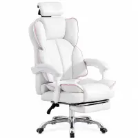 Scaun de gaming cu inclinare pana la 120°, tetiera reglabila - dimensiuni 650 mm x 520 mm x 1220–1320 mm, White