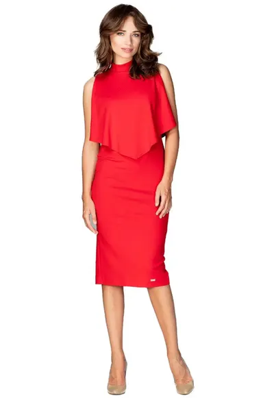 Rochie midi dama Kahervydd K480 rosie - Rosu stins