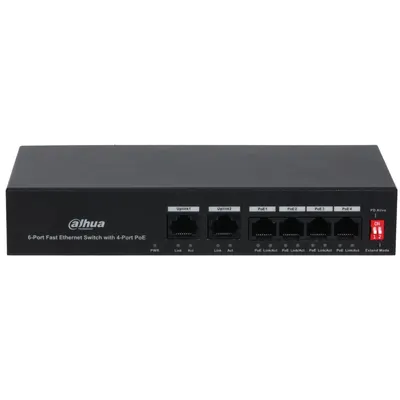 Switch 4 porturi PoE Eco Series Dahua PFS3006-4ET-36, 2 uplink, 4x PoE