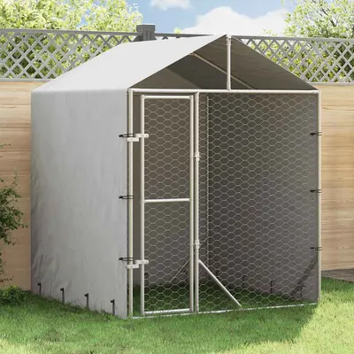 vidaXL Padoc de exterior cu acoperiș argintiu 2x2x2,5m oțel galvanizat