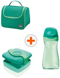 Set Maped Picnik Origin - Verde, geantă termică, sticlă de apă și cutie de prânz