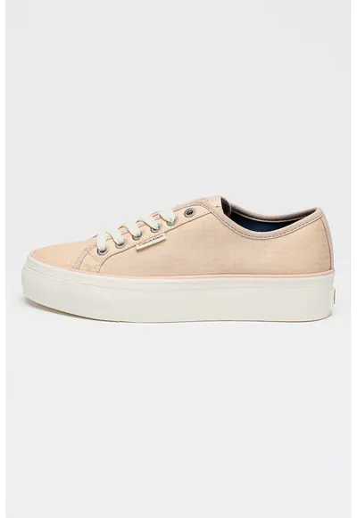 Pantofi sport textili flatform - Piersica/Alb murdar