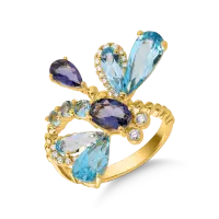Inel din aur galben cu pietre pretioase si semipretioase de 5.2ct