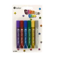 Set 6 flacoane lipici glitter colorat
