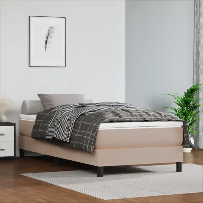 vidaXL Saltea cu arcuri buzunar, fermitate medie, cappuccino, 90x190x20 cm, piele eco