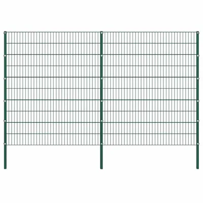 vidaXL Panou de gard cu stâlpi din fier, verde, 349x200 cm