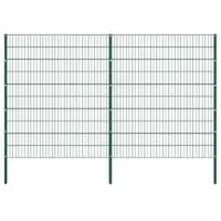 vidaXL Panou de gard cu stâlpi din fier, verde, 349x200 cm