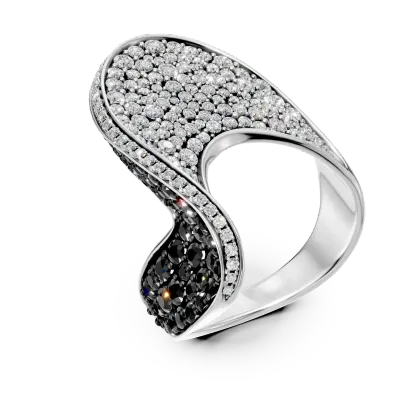 Inel din aur alb cu diamante negre si incolore de 2.9ct