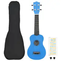 vidaXL Set ukulele Soprano pentru copii, cu husă, bleu, 23"