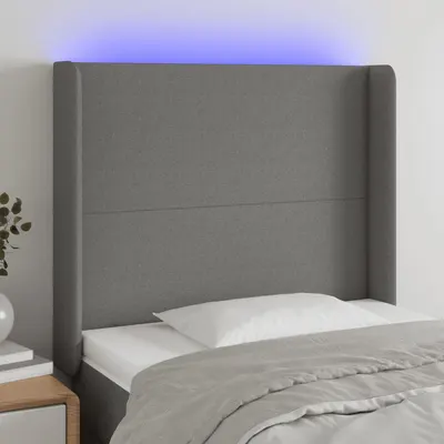 vidaXL Tăblie de pat cu LED, negru, 103x16x118/128 cm, textil