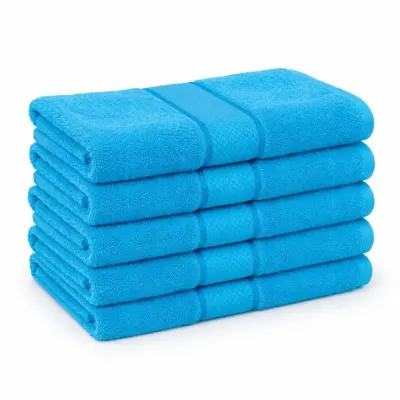 Set 5 prosoape medii 50x90cm, din 100% bumbac pakistanez, 400g, Line, Bleu