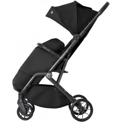 Carucior pentru copii Espiro Else Black 0-22 kg pliabil, cu suspensii, spatar reglabil, suport pentru picioare reglabil si husa pentru picioare