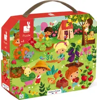 Puzzle in valiza pentru copii Janod - Gradina, 36 piese