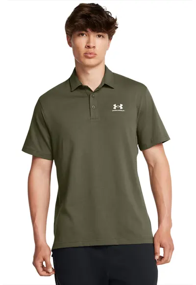 Tricou polo cu detaliu logo - pentru fitness - Verde inchis