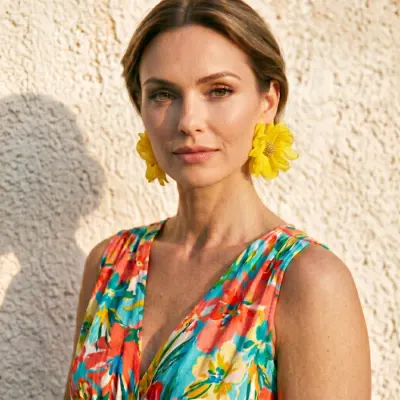 Cercei statement in forma de floare supradimensionata, design floral elegant, galben