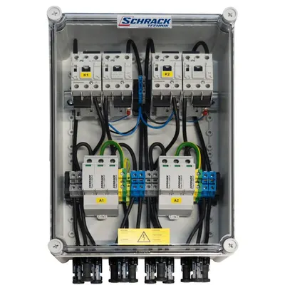 Cofret cu descarcator pentru instalatii fotovoltaice ( pentru 2 invertoare ) PV-CombiBox C Prot.+Fire 2MppTracker1000Vdc Schrack PVPF1502