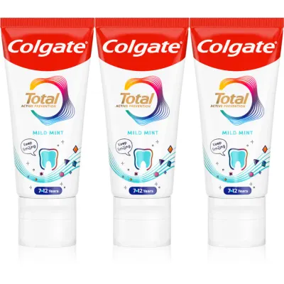 Colgate Total Junior Active Prevention Mild Mint Pasta de dinți pentru curățarea dinților și a cavității orale pentru copii 3x50 ml