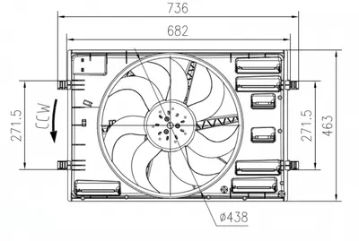 Ventilator radiator (cu carcasa) potrivit AUDI A3, Q2, Q3, TT; SEAT ATECA, LEON, LEON SC, LEON ST, TARRACO; SKODA KAROQ, KODIAQ, OCTAVIA III, OCTAVIA IV, SUPERB III 1.0-Electric 04.12