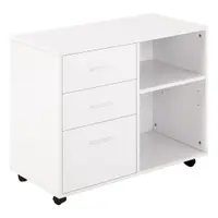 HOMCOM Mobilier Multifuncțional pentru Imprimantă cu 3 Sertare, Birou pe Roti, 80x40x65cm, Spațiu de Depozitare, Alb | Aosom Romania