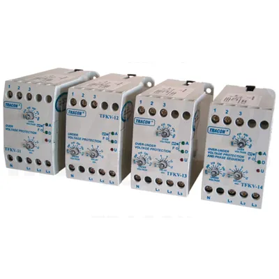 Releu trifazic suprav. crestere/cadere de tensiune, reglabil TFKV-12 Umin=270-370V / Umax=490V, 0.2s-15s, 5A/250V