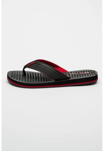 Papuci flip-flop cu talpa texturata - Negru/Rosu vermillion