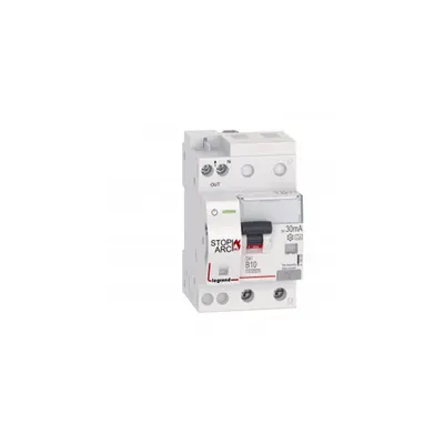 DX³ Stop Arc 10000 cu bottom side supply - 1P+N on pe partea dreapta - 30 mA - A type 230 V~ - 10 A - 3 module -B curba