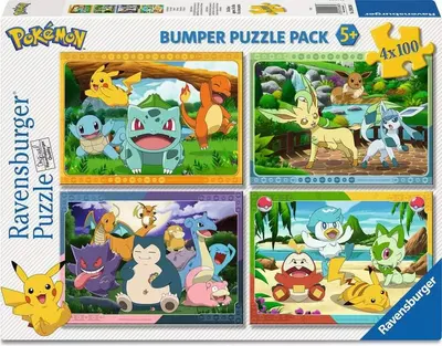 Puzzle Ravensburger din 4 х 100 piese - Pokemon
