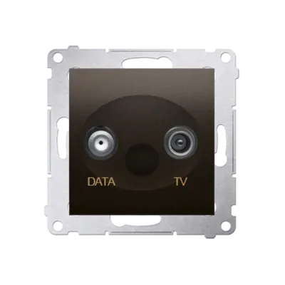 Priza TV-DATA, doua iesiri de tip F, frecventa de intrare 5-500MHz, maron mat metalic