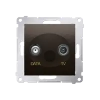 Priza TV-DATA, doua iesiri de tip F, frecventa de intrare 5-500MHz, maron mat metalic