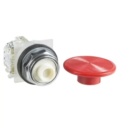 Buton Ø30 - Guler Metal - Cap Ciuperca Ø57 Mm - Rosu - Cu Revenire - 1 Ni