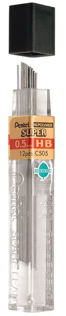 Mine grafit Pentel Hi - Polymer - HB, 0.5mm, 12 bucati