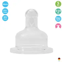 Tetina cu gat larg Natural+Soft, mar.S-debit mic, 0-24 luni, 14211, Baby Nova | 2 bucati