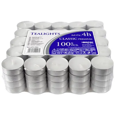 Lumanari Pastila Bispol Albe, 4 Ore, 100 Bucati