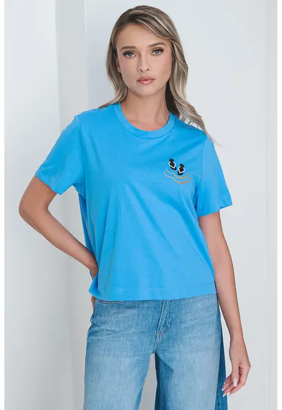 Tricou lejer de bumbac organic - Turcoaz