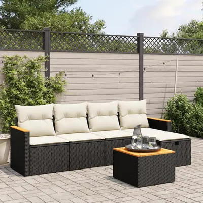 Gossi set mobilier de gradina cu perne, 6 piese, negru, poliratan