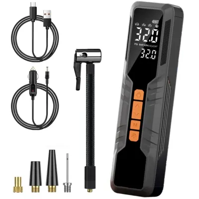 Compresor auto portabil Techstar LW-8018 cu afisaj digital LCD si lanterna LED, presiune maxima 10.3 bar (150 PSI), baterie reincarcabila 6000mAh, incarcare USB Type-C, umflare rapida 20L/min, putere 60W, pentru Masini, Motociclete, Biciclete si Mingi