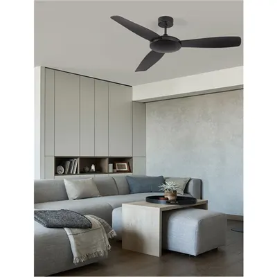 Lustra cu ventilator BLAIRE Aluminiu Mat Negru & Sticla 3ABS Negru Blades Motor DC 38W 220 - 240 Volt IP20