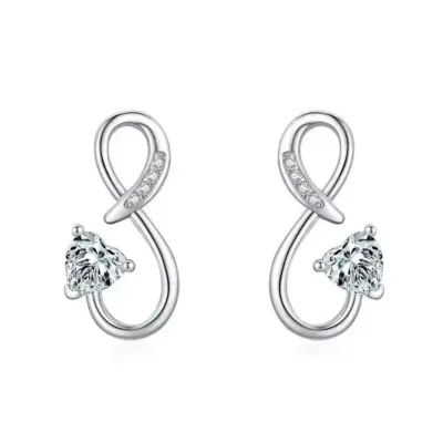 Cercei argint 925, JW1828, model infinit, placati cu rodiu